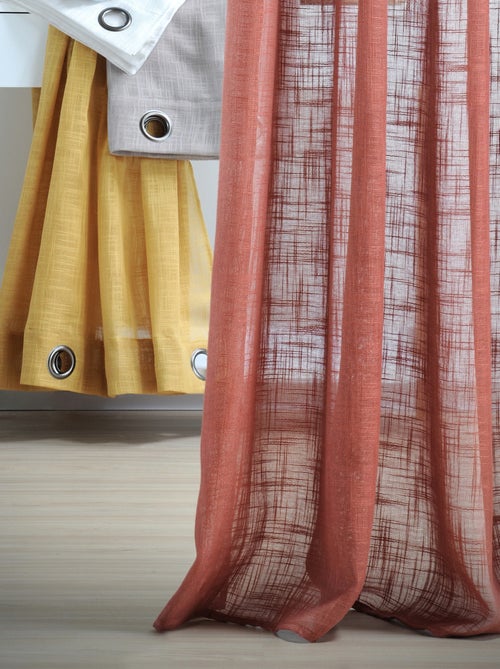 Visillo liso con ojales efecto lino - Kiabi Visillo liso con ojales efecto lino - Kiabi