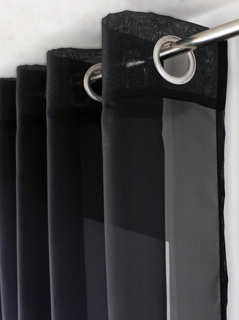 Visillo liso con ojales Negro - Kiabi
