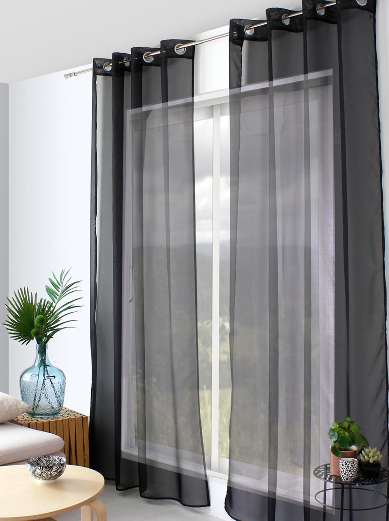 Visillo liso con ojales Negro - Kiabi