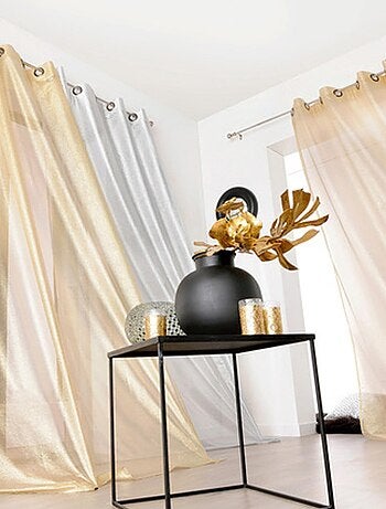 Visillo liso fluido plateado