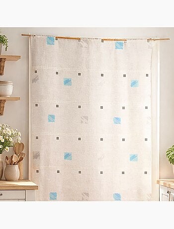 Visillo modulable bordado con cuadrados coloridos