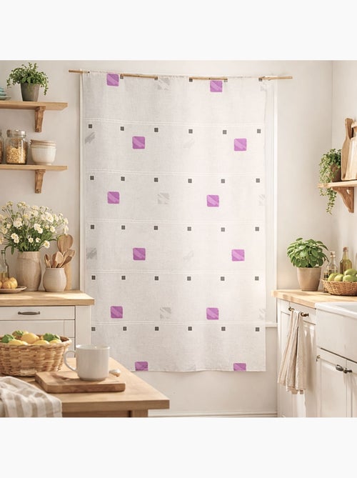 Visillo modulable bordado con cuadrados coloridos - Kiabi Visillo modulable bordado con cuadrados coloridos - Kiabi