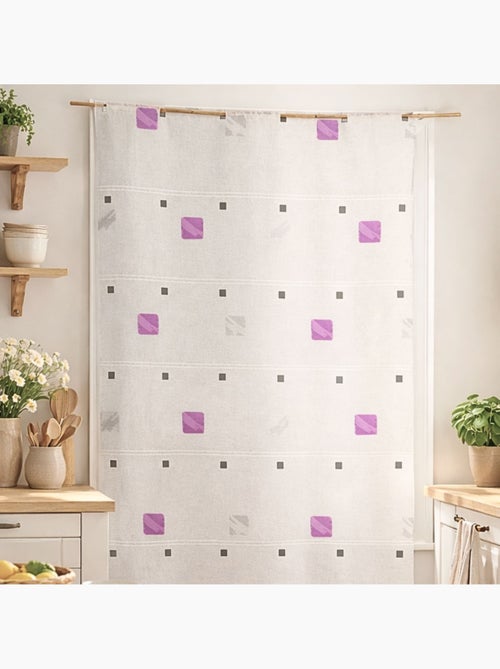 Visillo modulable bordado con cuadrados coloridos - Kiabi Visillo modulable bordado con cuadrados coloridos - Kiabi