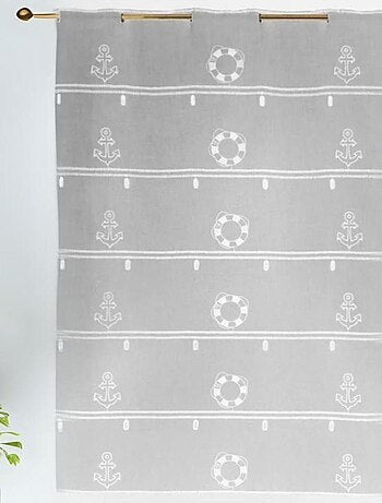 Visillo modulable de estameña bordado “Marina”