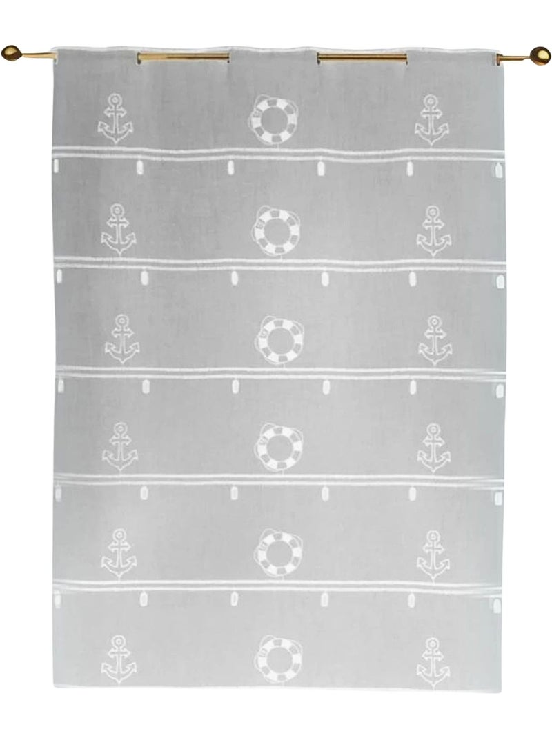 Visillo modulable de estameña bordado “marina” Blanco - Kiabi
