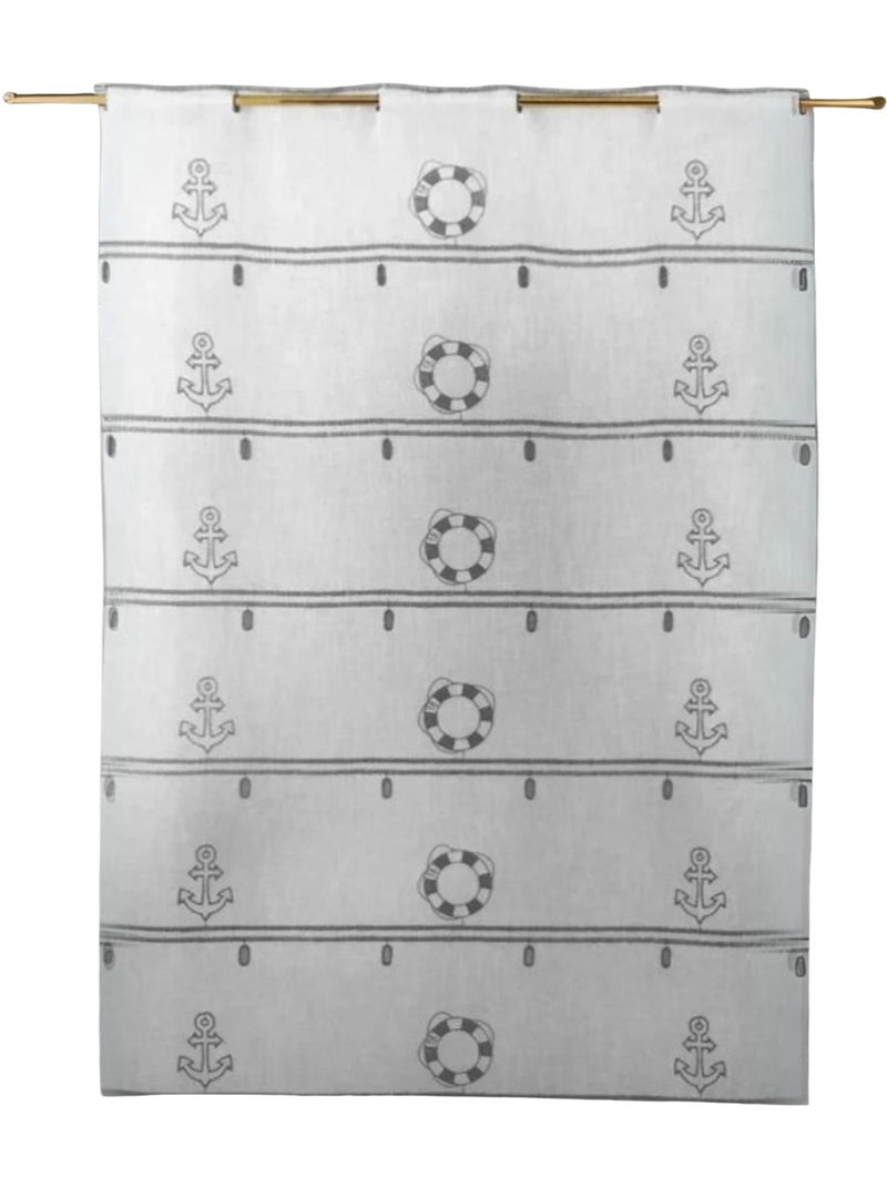 Visillo modulable de estameña bordado “marina” Gris claro - Kiabi