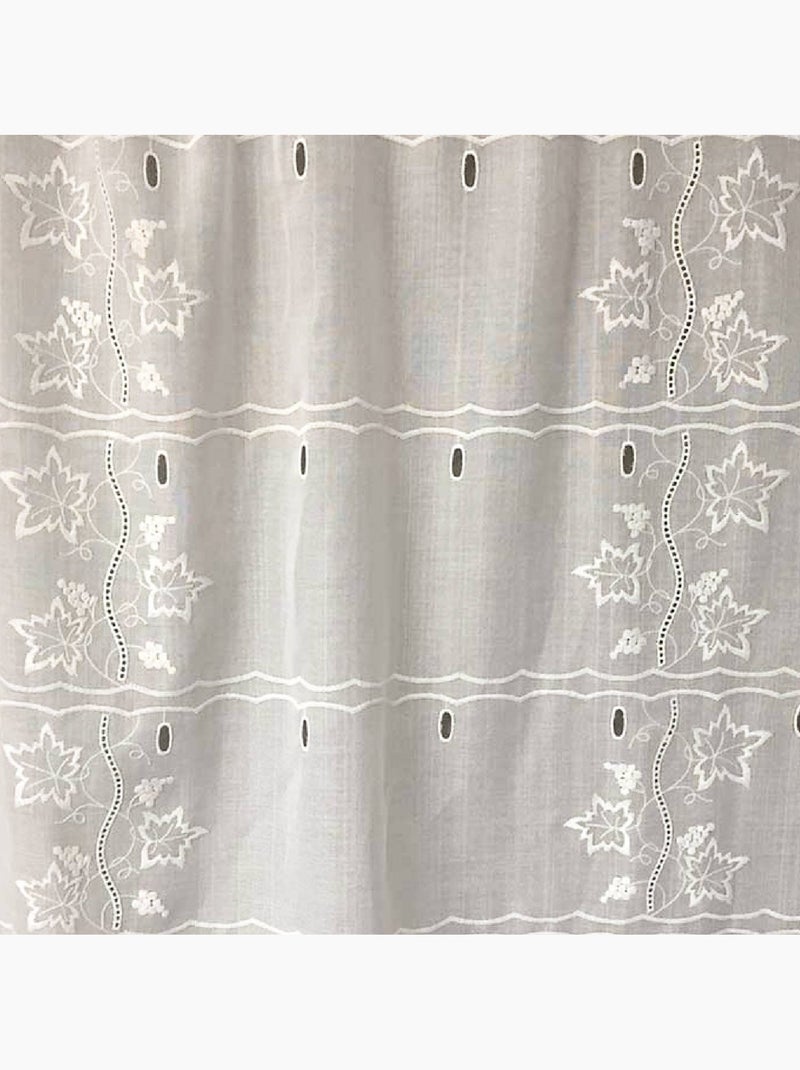 Visillo modulable de estameña fibra bordada Blanco - Kiabi