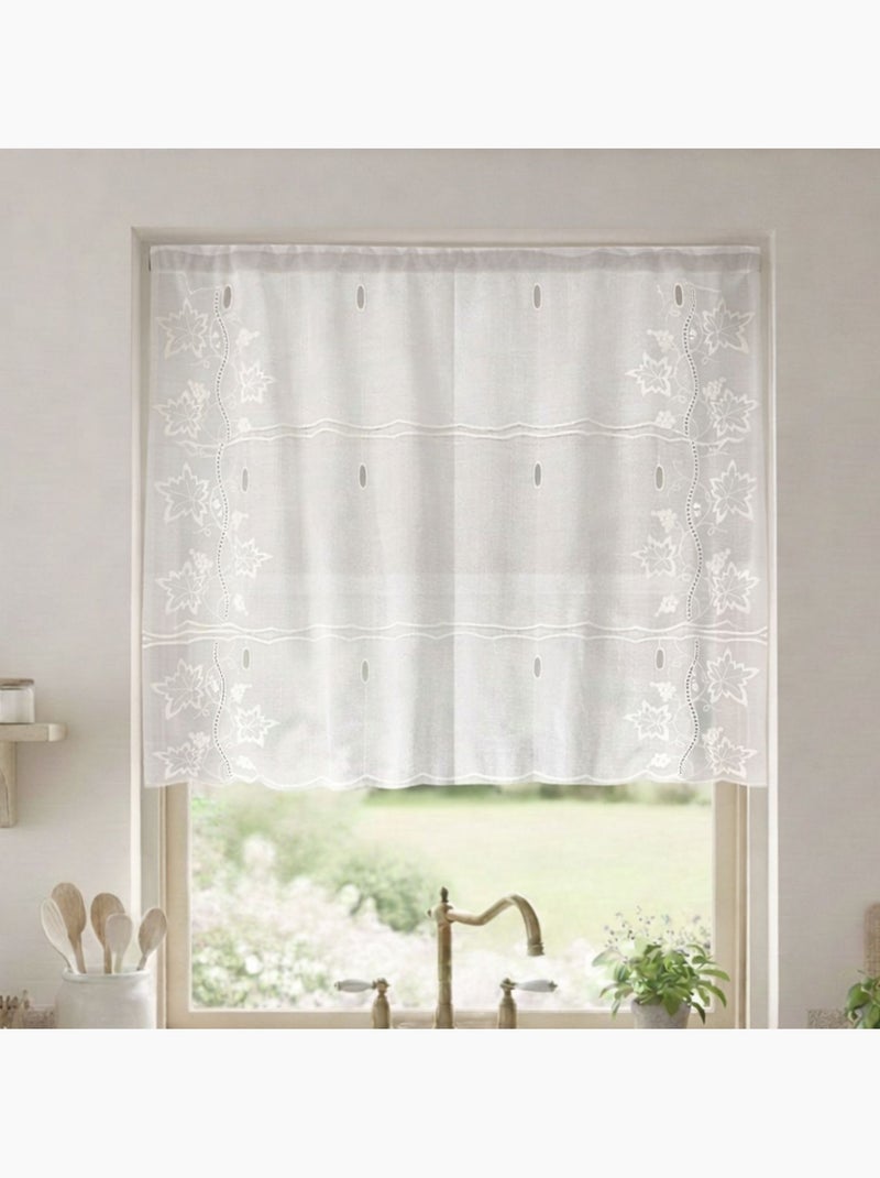 Visillo modulable de estameña fibra bordada Blanco - Kiabi
