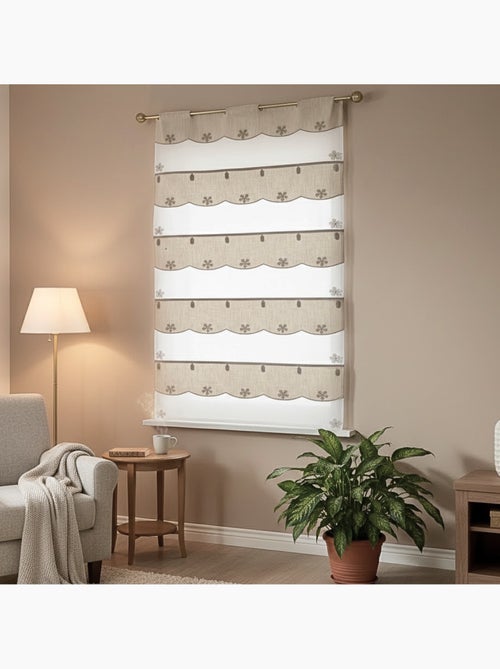 Visillo modulable de organza bordado - Kiabi