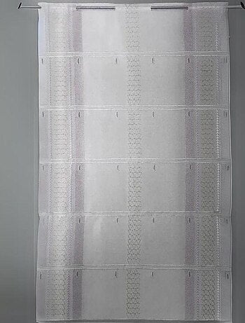 Visillo modulable derecho de estameña con motivos geométricos