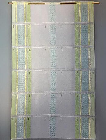 Visillo modulable derecho de estameña con motivos geométricos