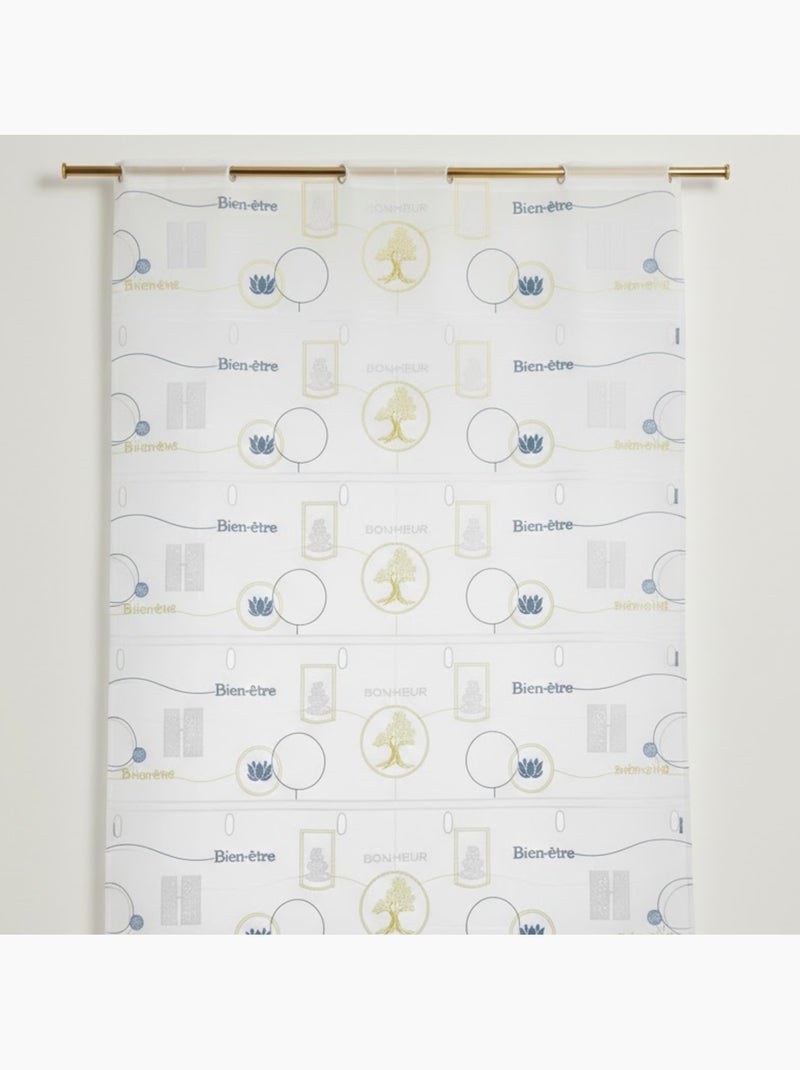 Visillo modulable ligero y bordado “zen attitude” Blanco - Kiabi