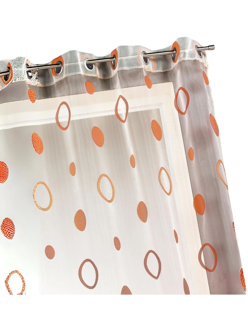 Visillo organza jacquard motivo círculos Naranja - Kiabi