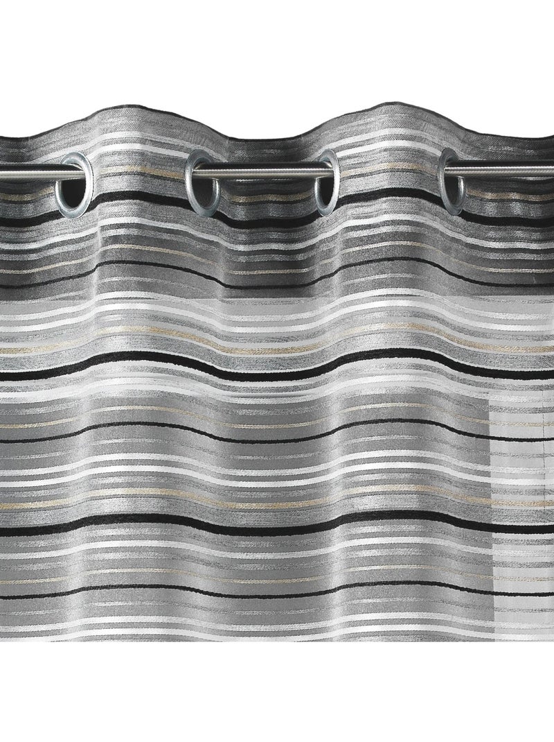 Visillo Organza Rayas chenilla horizontales Gris antracita - Kiabi