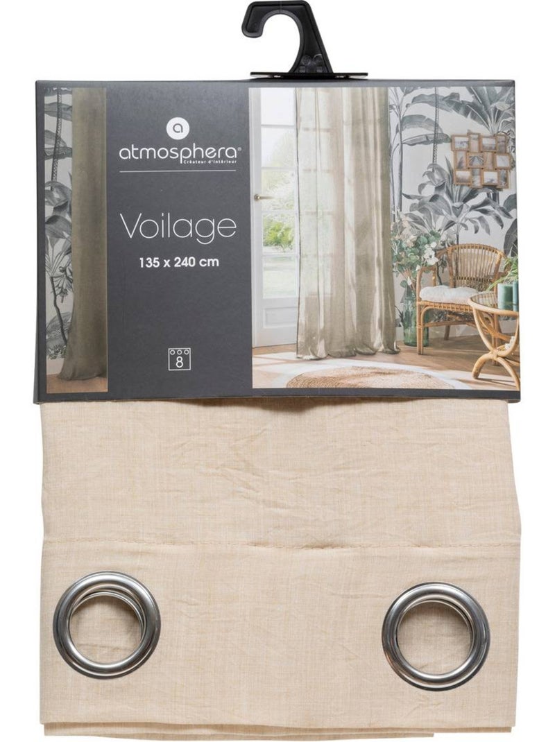 Visillo paxta 135x240cm lino beige Verdín - Kiabi