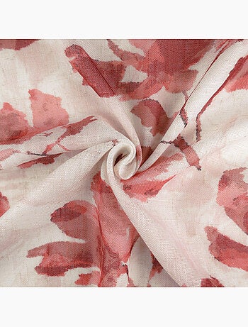 Visillo poli-lino estampado con motivo floral y ojales