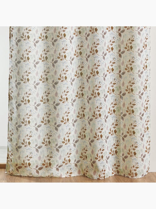 Visillo polylino estampado con motivo de follaje y ojales - Kiabi