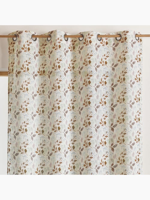 Visillo polylino estampado con motivo de follaje y ojales - Kiabi