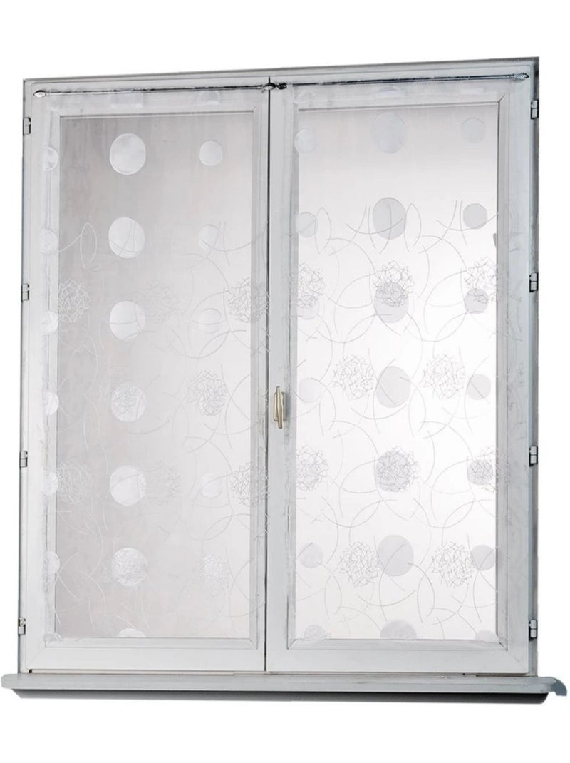 Visillo recto en organza bordado motivos lunares con lunares Blanco - Kiabi