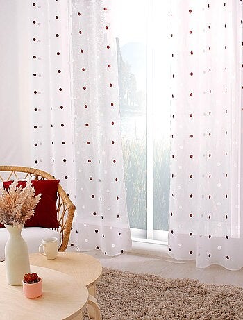 Visillo sablé bordado lunares color