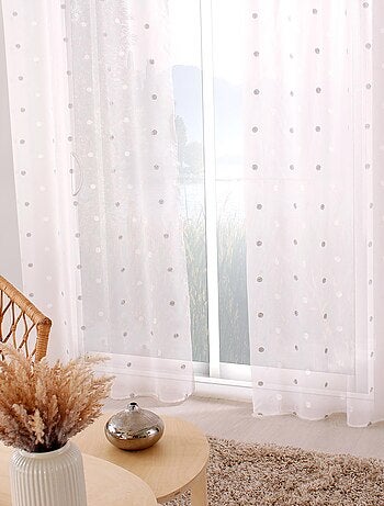 Visillo sablé bordado lunares color