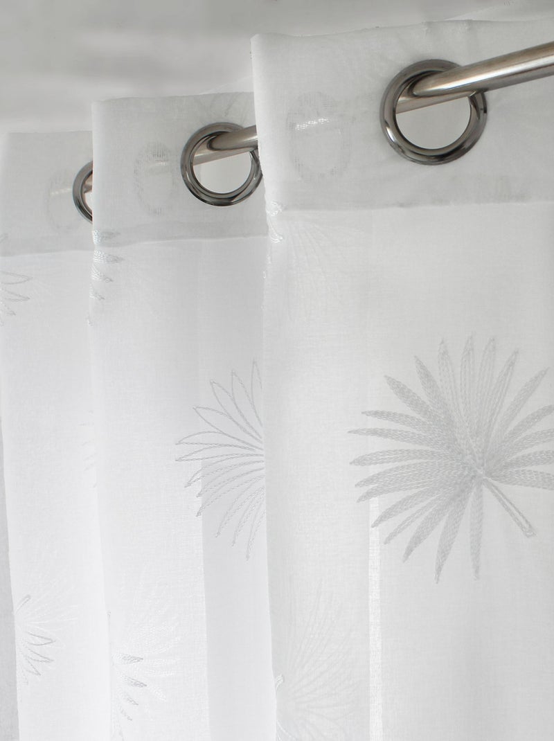 Visillo tamizante bordado con motivo vegetal Blanco - Kiabi