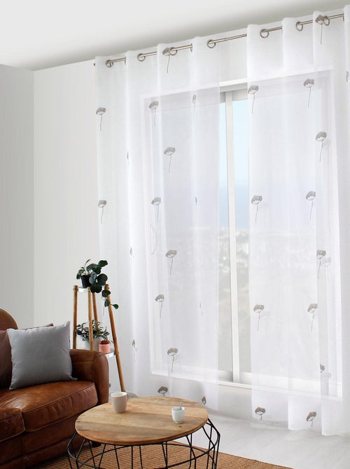 Visillo tamizante con bordados florales - Kiabi