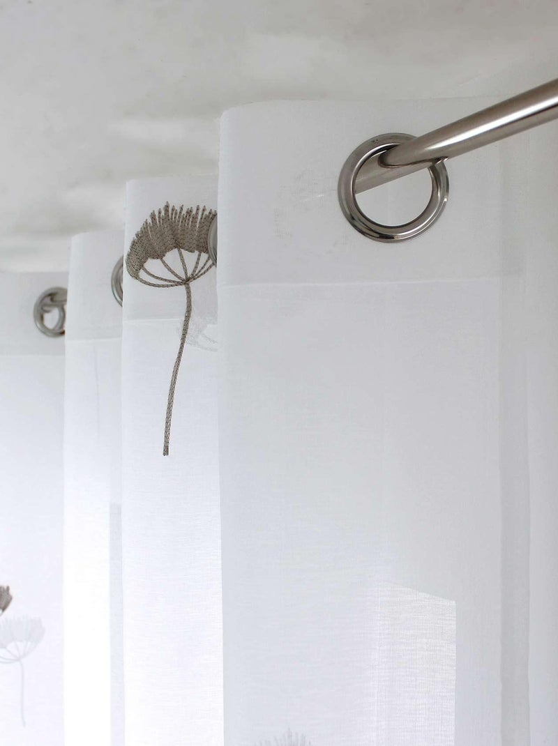 Visillo tamizante con bordados florales Gris oscuro - Kiabi