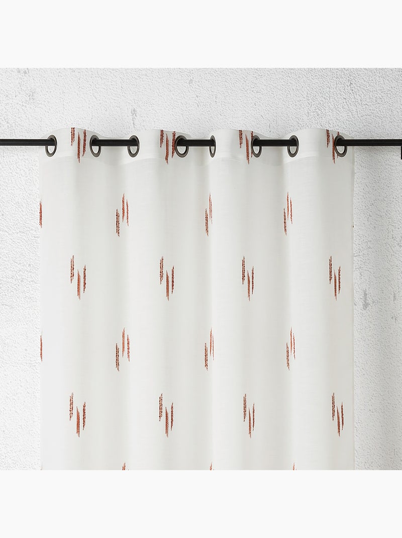 Visillo texturizado con motivo ikat de hilo cortado Terracota - Kiabi