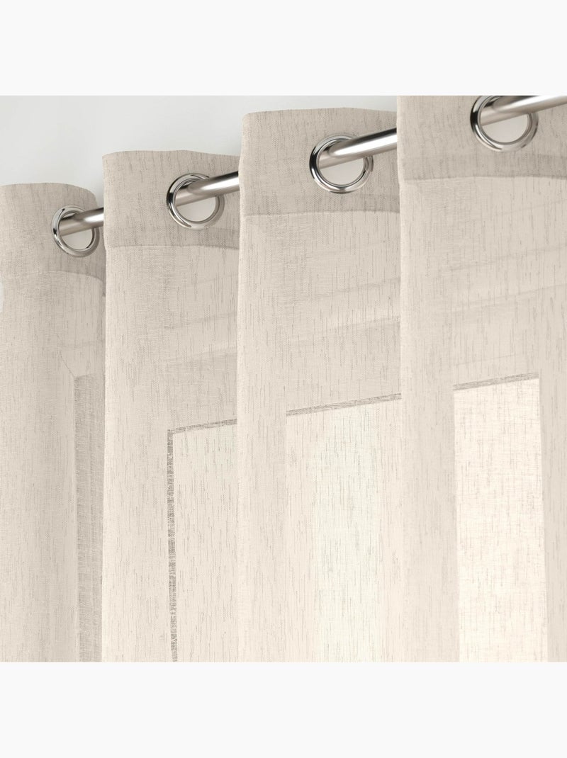 Visillos anchos con efecto de lino tejido Beige claro - Kiabi