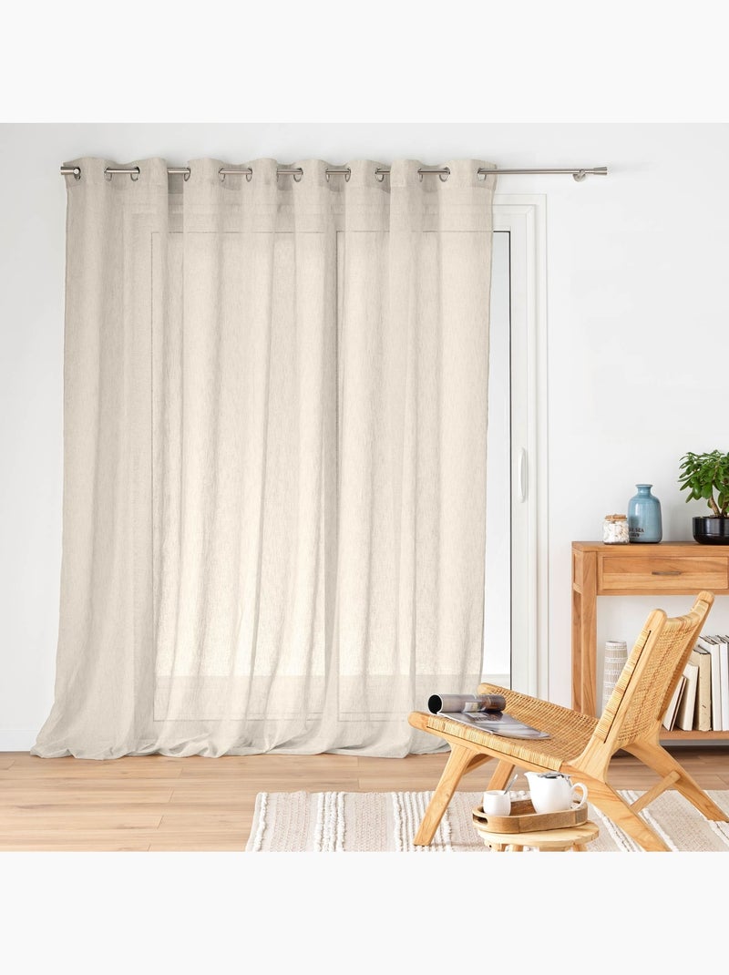 Visillos anchos con efecto de lino tejido Beige claro - Kiabi