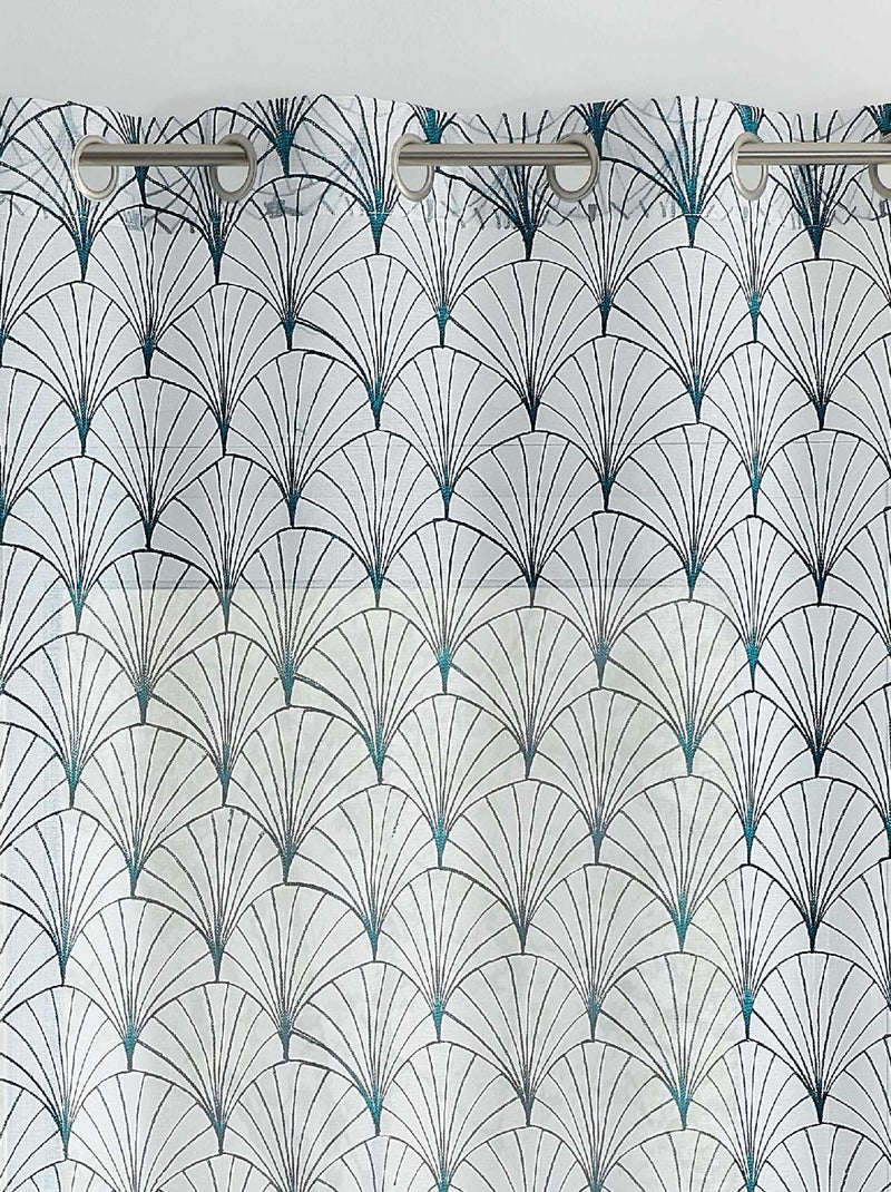 Visillos bordados Art Déco Azul petróleo - Kiabi