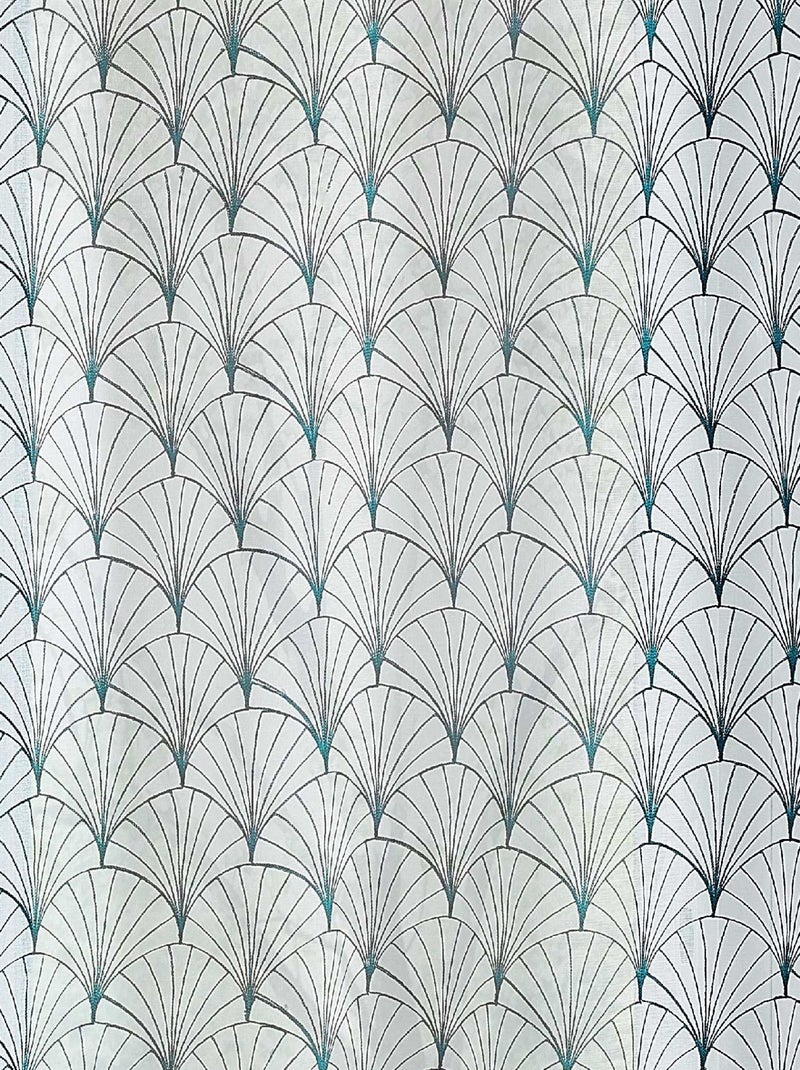 Visillos bordados Art Déco Azul petróleo - Kiabi