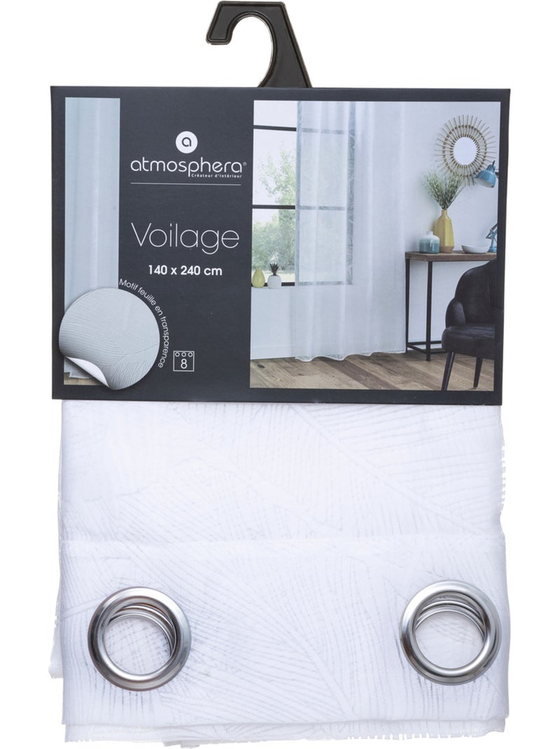 Visillos con estampado de hojas Blanco - Kiabi