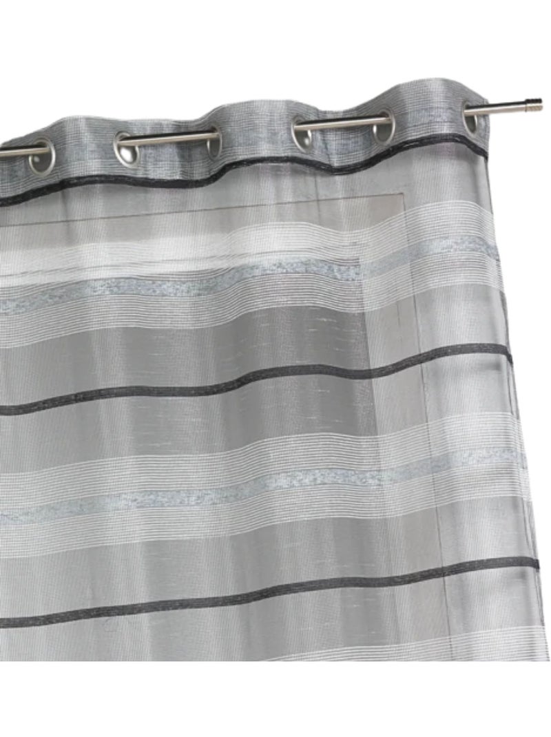 Visillos de colores con rayas horizontales Gris claro - Kiabi