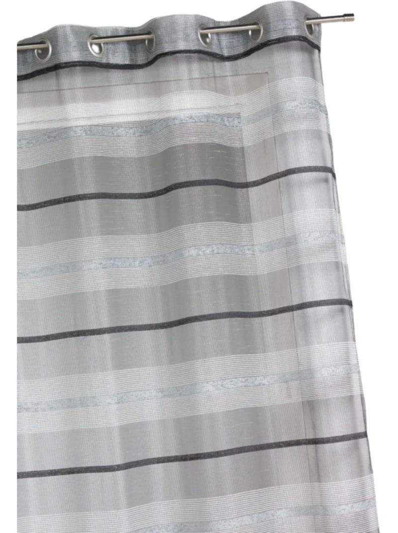 Visillos de colores con rayas horizontales Gris claro - Kiabi