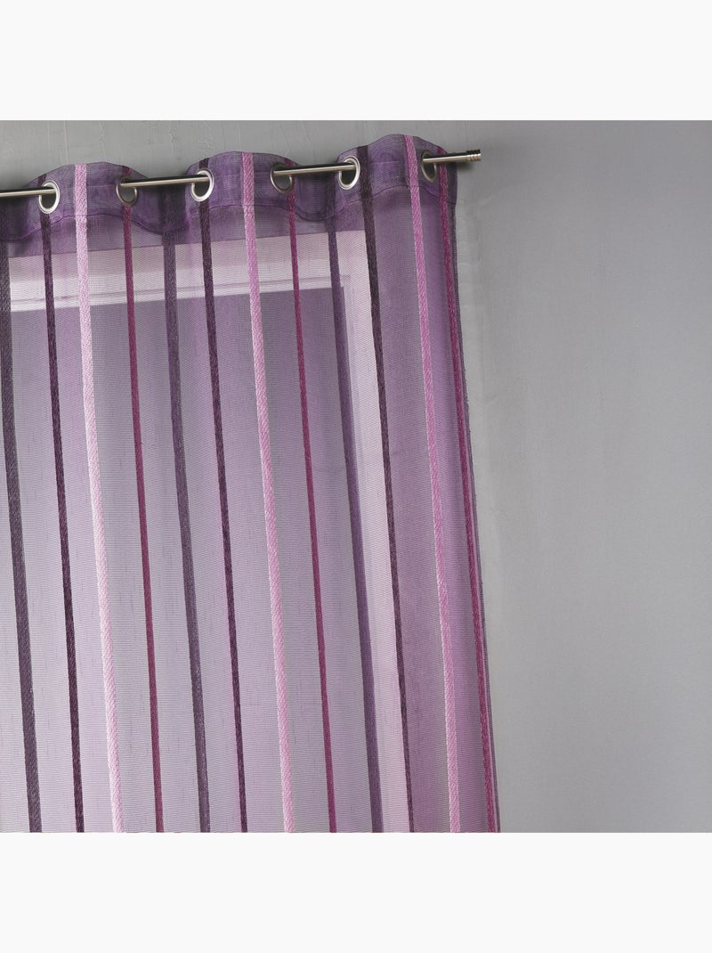 Visillos de rayas tono sobre tono Violeta ciruela - Kiabi