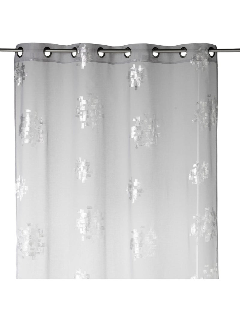 Visillos efecto lino con estampados plateados Gris claro - Kiabi