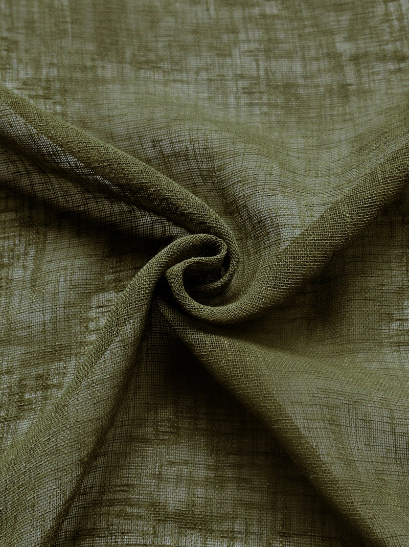 Visillos efecto lino Verde oliva - Kiabi