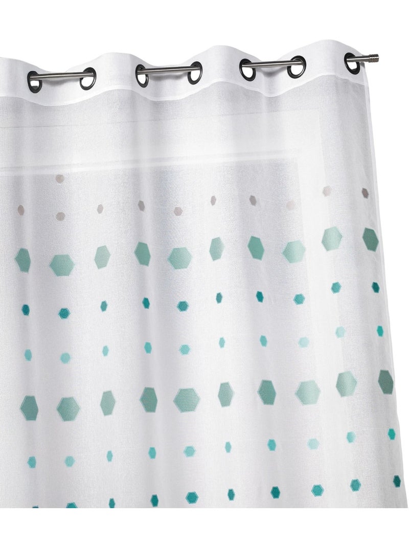 Visillos jacquard con estampado hexagonal Azul celeste - Kiabi