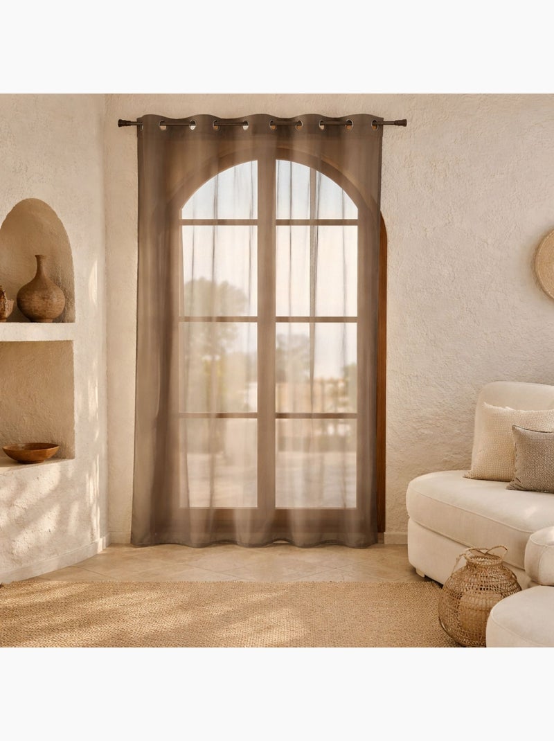 Visillos Lisos en Estameña con Ollaos Taupe - Kiabi