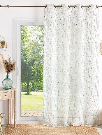 Voilage bordado con ondas y lunares