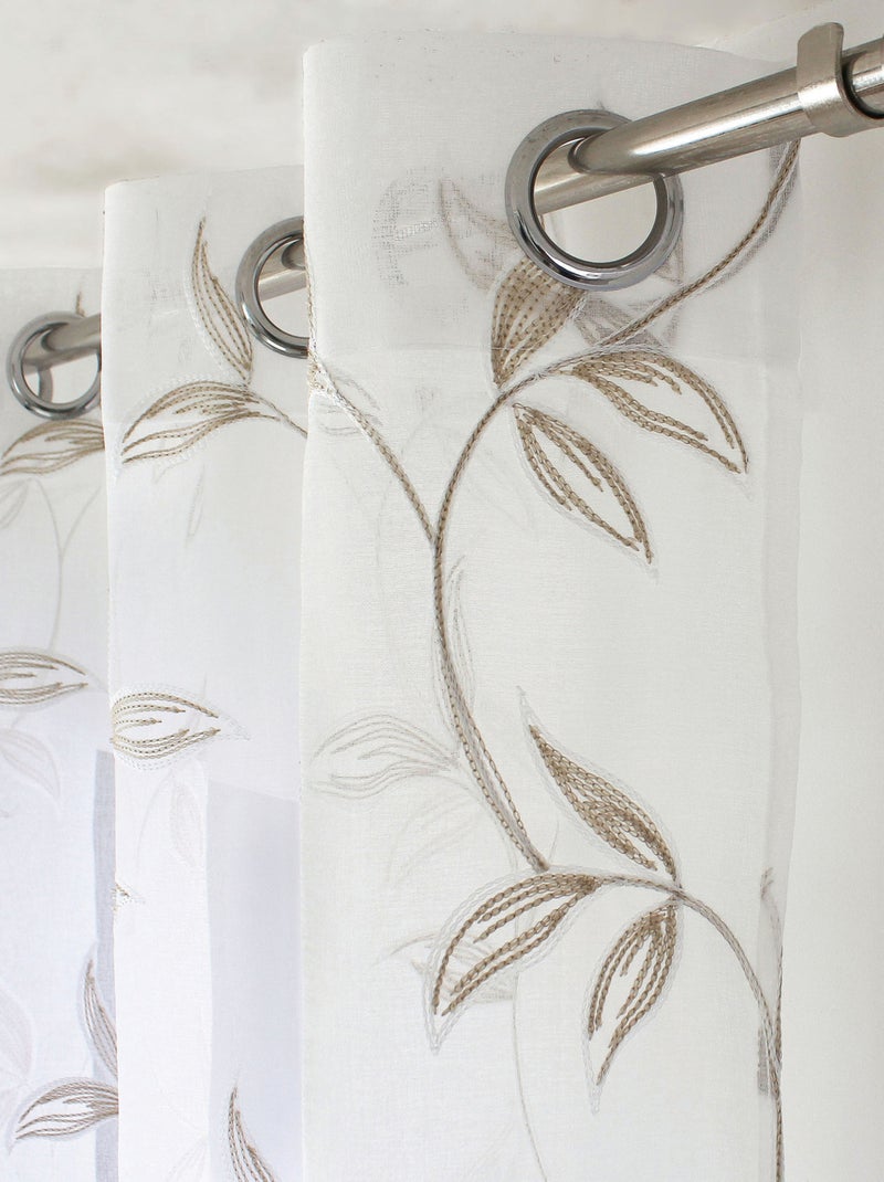 Voilaje bordado con motivo natural Beige - Kiabi