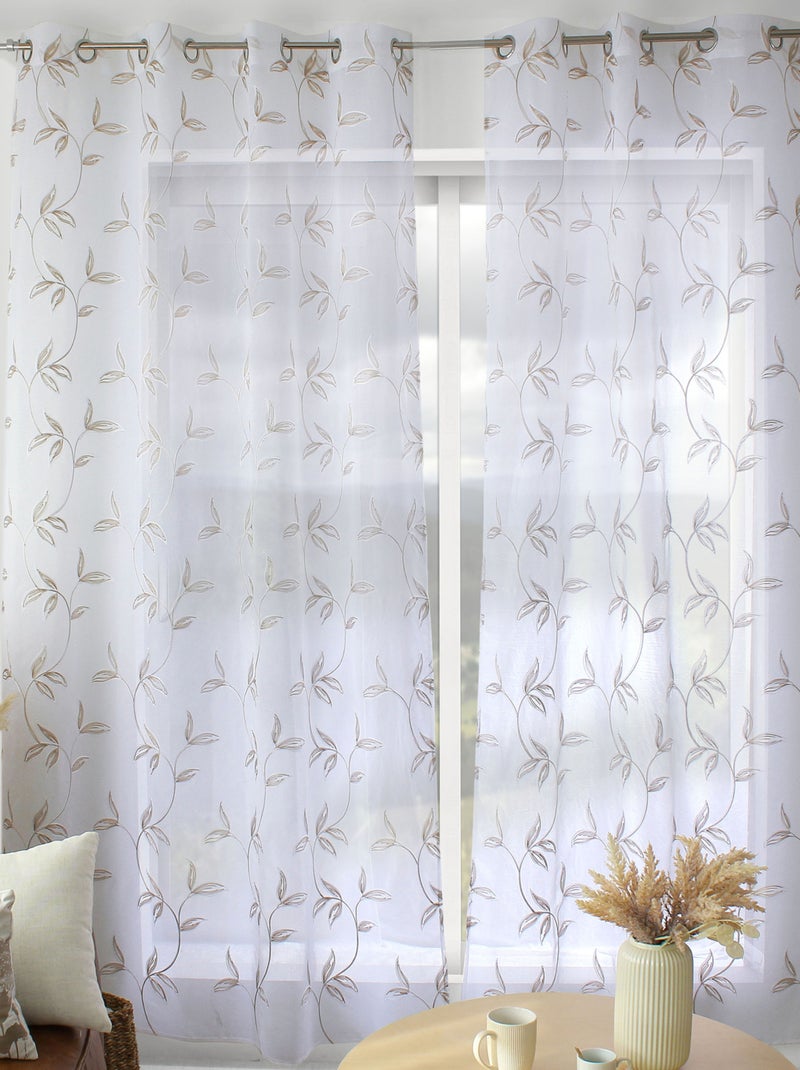Voilaje bordado con motivo natural Beige - Kiabi