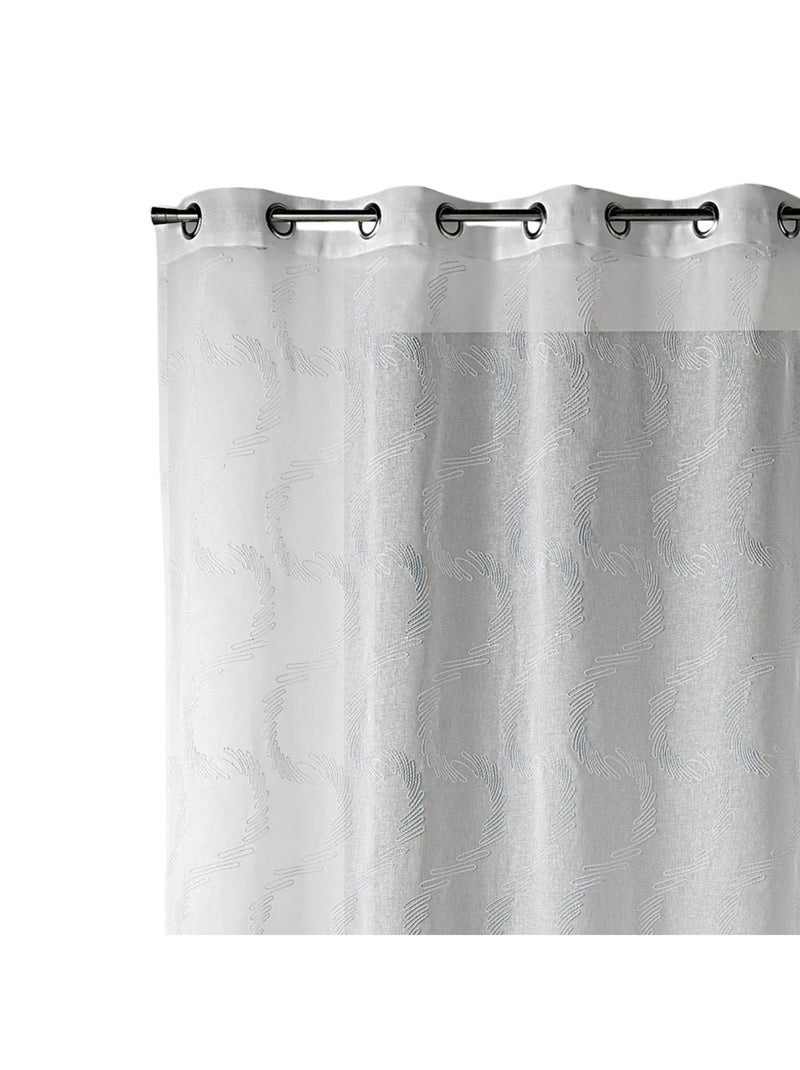 Voile blanco con motivos ondulados bordados Blanco - Kiabi