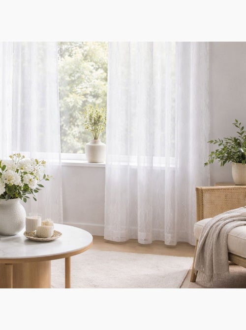 Voile blanco con motivos ondulados bordados - Kiabi Voile blanco con motivos ondulados bordados - Kiabi