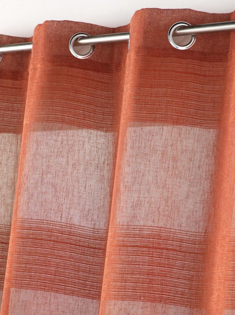 Voile de chenilla efecto lino a rayas Terracota - Kiabi