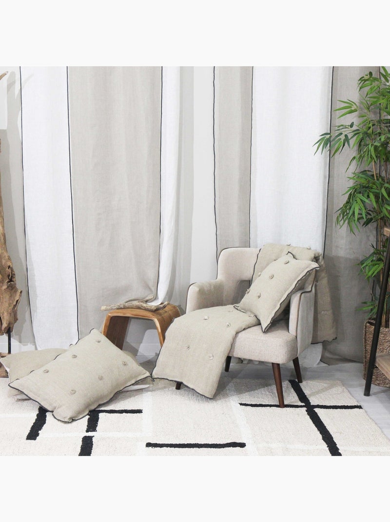 Voile de lino con ojales Beige claro - Kiabi