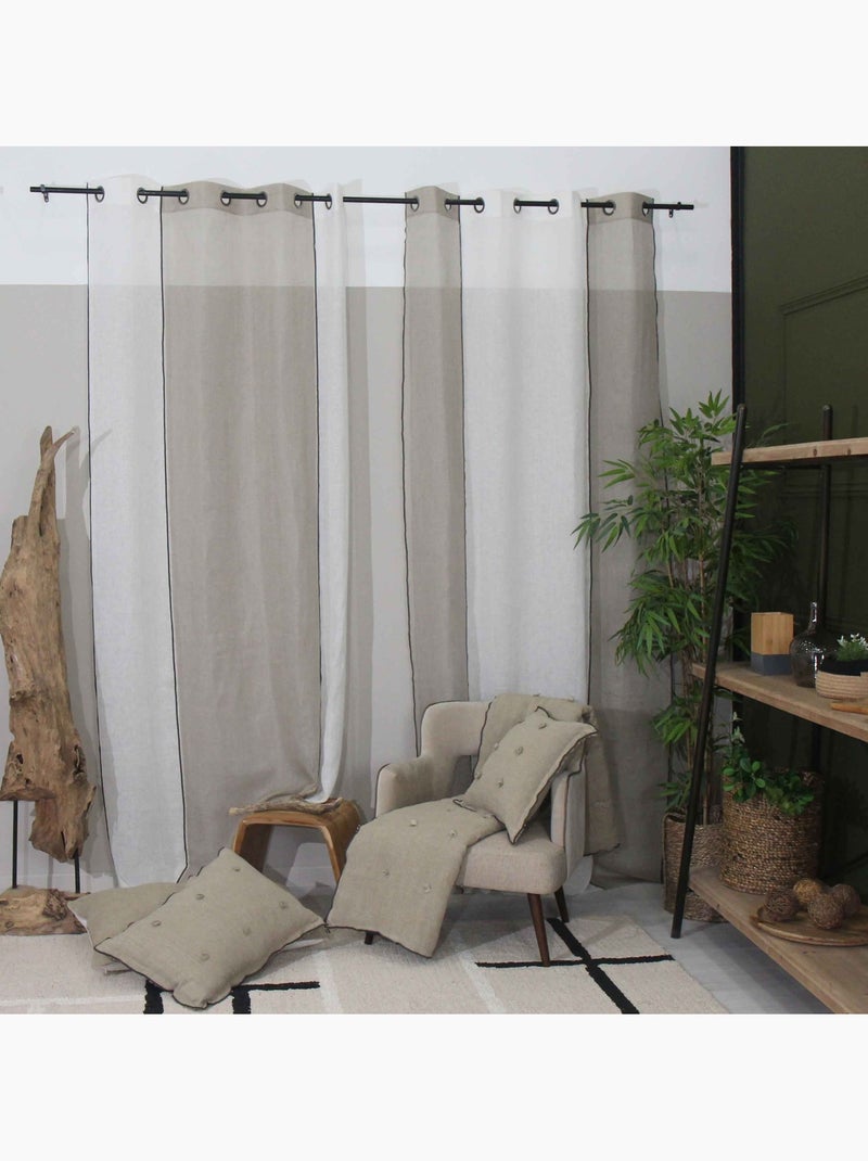 Voile de lino con ojales Beige claro - Kiabi