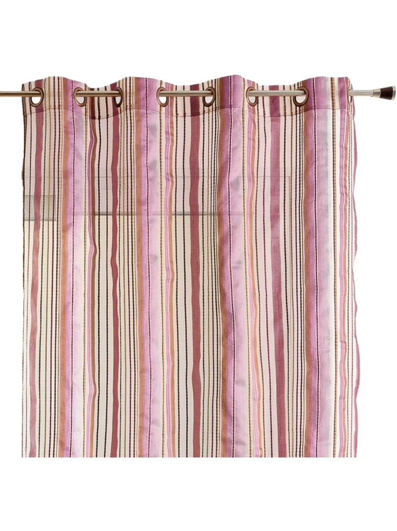 Voile de organza a rayas con ojales Rosa viejo - Kiabi